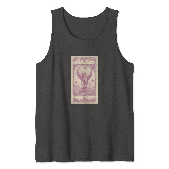 Vintage Cupid Heart Illustration Tank Tops