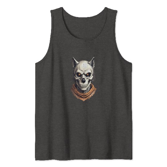 Mystic Werewolf Skull Illustration Tank Tops