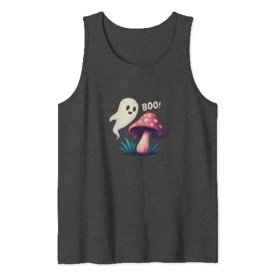 Spooky Forest Mushroom Halloween Design Tank Tops