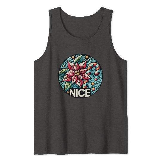 Festive Poinsettia Holiday Patch Tank Tops
