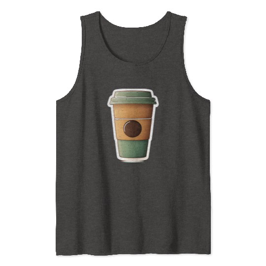 Coffee Cup with Eco-Friendly Green Lid Tank Tops
