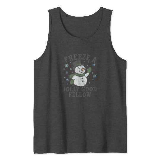 Frosty Snowman Jolly Greeting Design Tank Tops