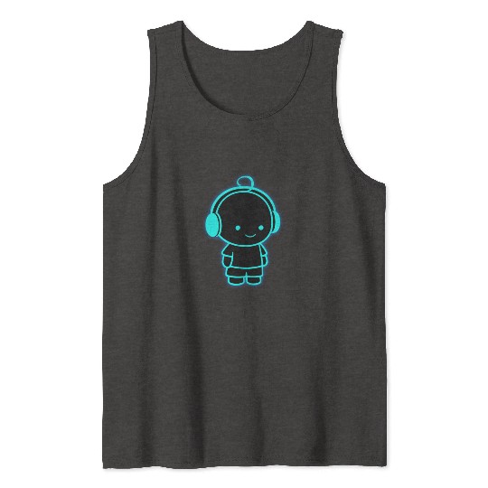 Neon Headphone Character Design Tank Tops