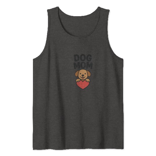 Dog Mom Heart Embrace Design Tank Tops