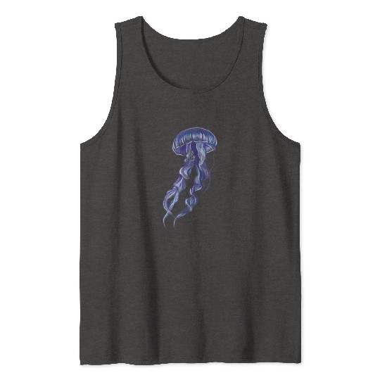 Bioluminescent Purple Jellyfish Illustration Tank Tops