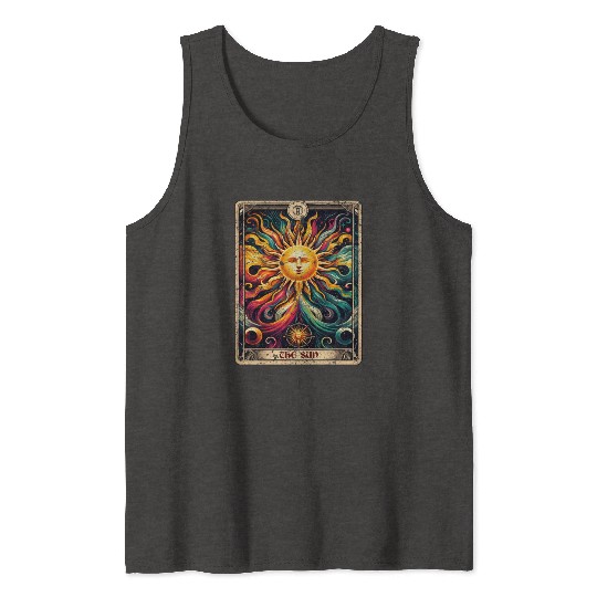 Distressed Grunge Worn Style The Sun Tarot Card Tank Tops