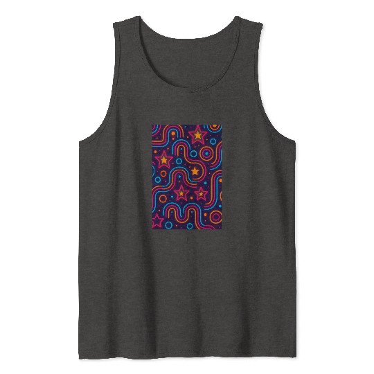 Neon Starburst Cosmic Pattern Tank Tops