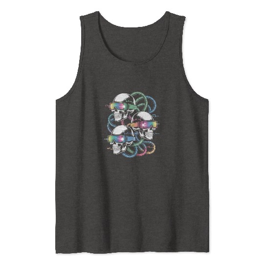 VR Skeleton Head Circuit Vision Streetwear Tank Tops