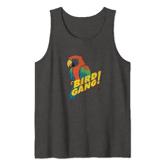 Bird Gang Parrot Cartoon Sticker | Tropical Funny  Tank Tops