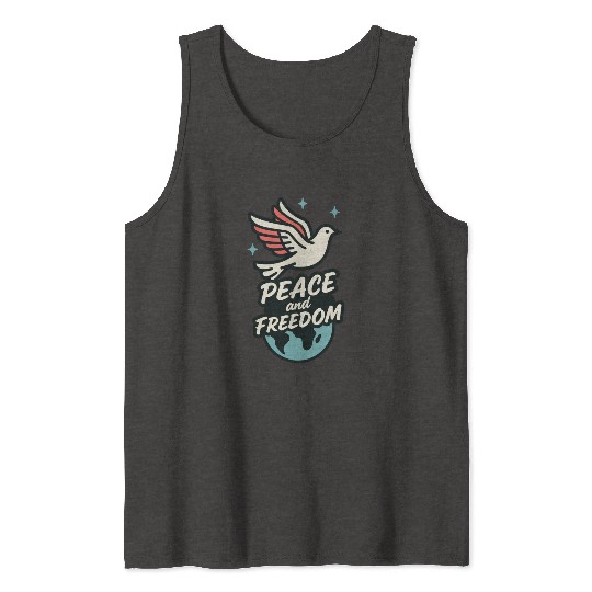 Peace and Freedom │ Retro Dove of Peace Design	 Tank Tops