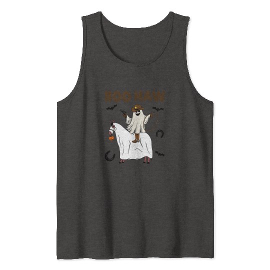 Boo Haw Halloween Ghost Cowboy Western Tank Tops