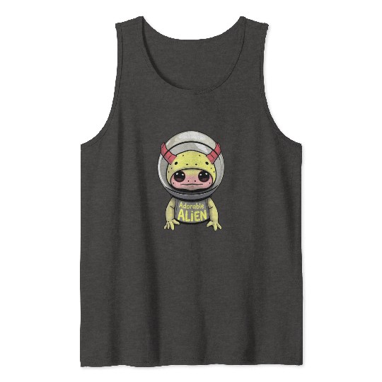 Adorable Alien in Space Helmet Tank Tops