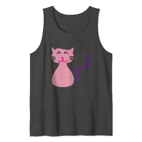♥ټCute Giggly Pink Kitty Cat-Meow Meowټ♥ Tank Tops