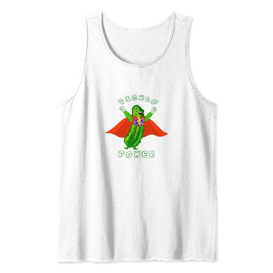 Pickleball Pickle Power Superhero Tank Tops