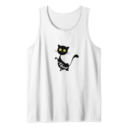 black cat with yellow eyes pussycat cats catlover Tank Top