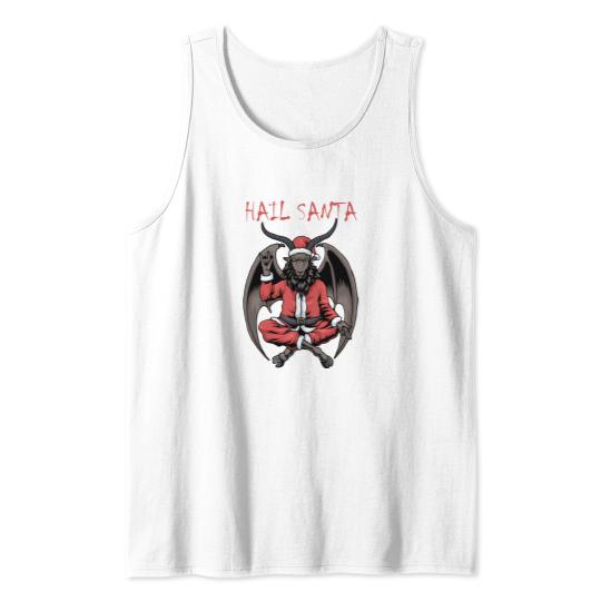 Christmas Hail Santa Satanism Goat Baphomet Atheis Tank Top
