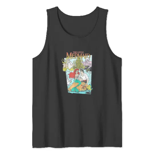 Disney The Little Mermaid Vintage Cover Graphic Tank Tops, Retro 90s Disney Little Mermaid Tank Tops