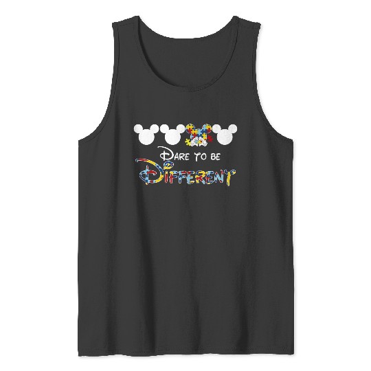 Mickey Mouse Autism Tank Tops, Dare To Be Different Tank Tops, Autism Awareness Disney Tank Tops