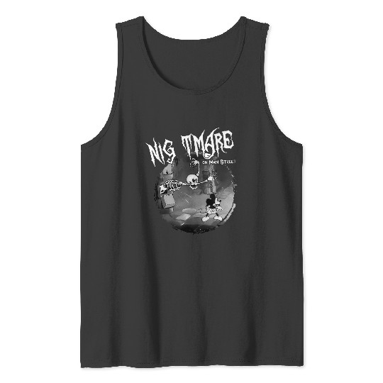 Vintage Disney Halloween Nightmare on Main Street Tank Tops, The Haunted Mansion Tank Tops, Mickey and Skeleton Disneyland Halloween Tank Tops