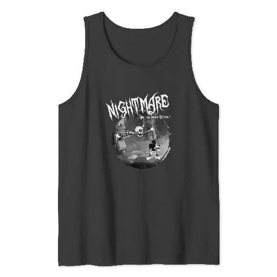 Vintage Disney Halloween Nightmare on Main Street Tank Tops, The Haunted Mansion Tank Tops, Mickey and Skeleton Disneyland Halloween Tank Tops