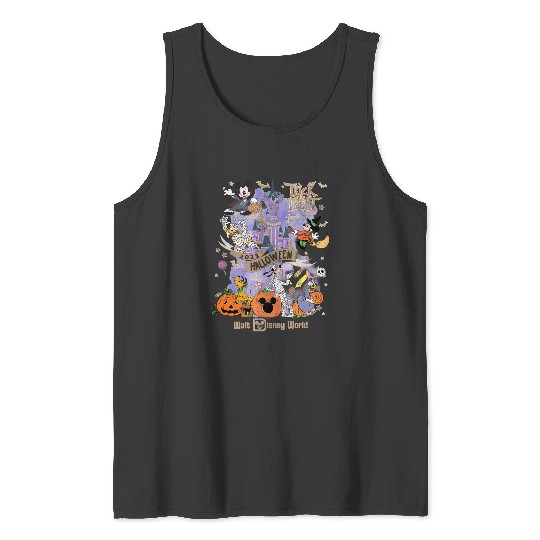 Retro Disney Halloween 2023 Tank Tops, WDW Trick or Treat Tank Tops, Mickey and Friends Tank Tops