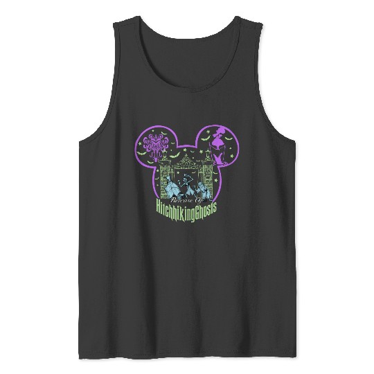 Beware Of Hitchhiking Ghosts Halloween Tank Tops, Disney Haunted Mansion, Disney Halloween Tank Tops