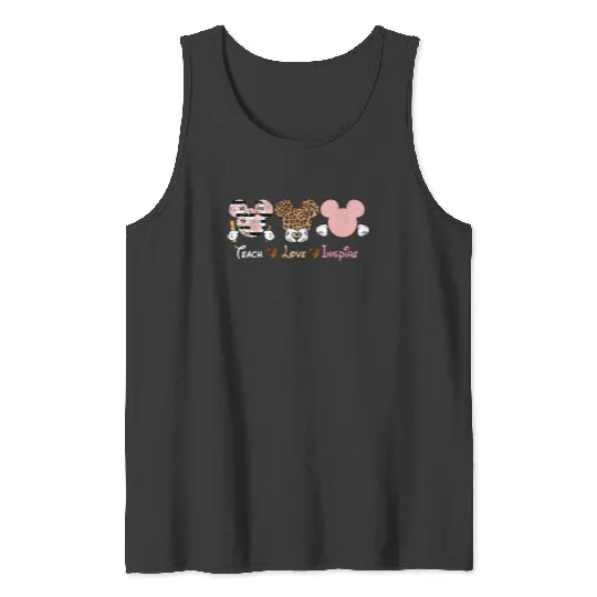 Disney Teacher Ears Tank Tops, Teacher Mickey Ears Tank Tops, Teach Love Inspire Tank Tops, Back To School Tank Tops,Teacher Gift For Women,Gift For Teacher