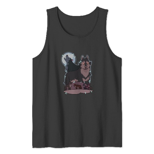 The Owl House Wolf Moonlight  Tank Tops, Hunter's Mystical Wolf Owl House Tank Tops, Hexside School Of Magic And Demonics, Disney Owl