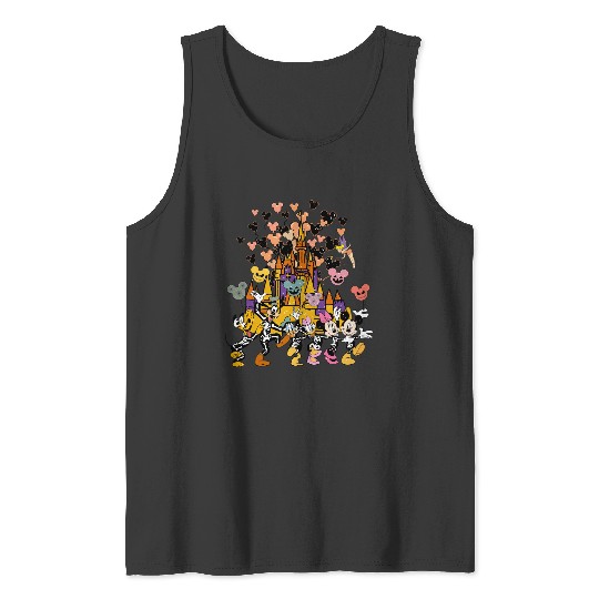 Mickey And Friends Skeleton Halloween Sweathirt, Vintage Disney Skeleton Halloween Tank Tops