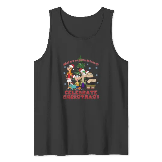 Discover Disney Phineas And Ferb Christmas Group Celebrat Tank Tops