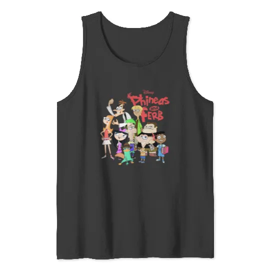 Discover Disney Phineas And Ferb The Group Logo Tank Tops