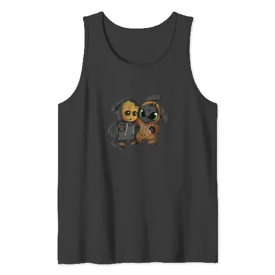 Disney Toothless and Groot Cute Friends Unisex Tank Tops, Disneyland Family Vacation, I'm Groot Tank Tops