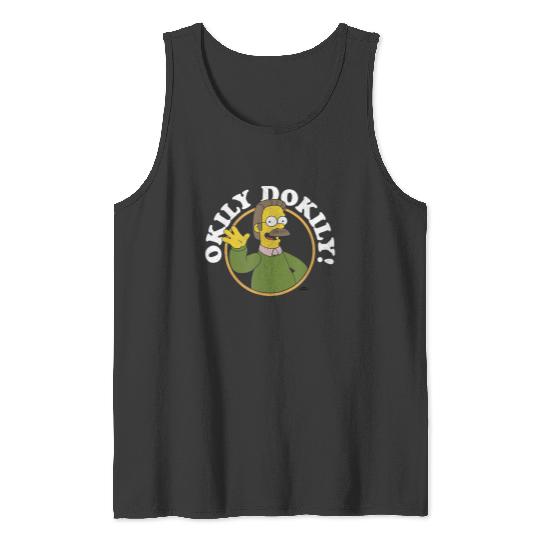 The Simpsons Ned Flanders Okily Dokily Circle Picture Tank Tops, The Simpsons Birthday Tees, Magic Kingdom, Disneyland Family Vacation Tank Tops