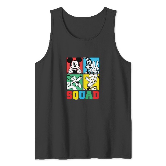 Mickey, Goofy, Donald, Pluto Squad Grid Tank Tops, Disney Pluto Tank Tops, Pluto And Friends Tank Tops
