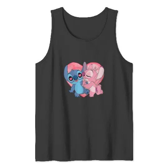 Disney Stitch And Angel Valentine's Day Tank Tops, Lilo and Stitch Valentine Couple Tank Tops