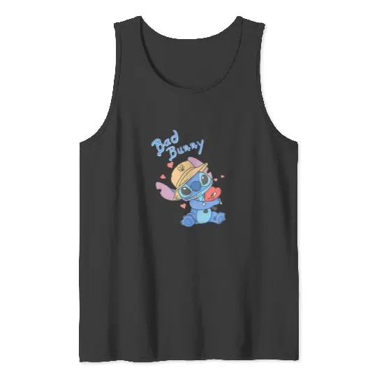Stitch Bad Bunny Tank Tops, Disney Bad Bunny Tank Tops, Lilo and Stitch Tank Tops