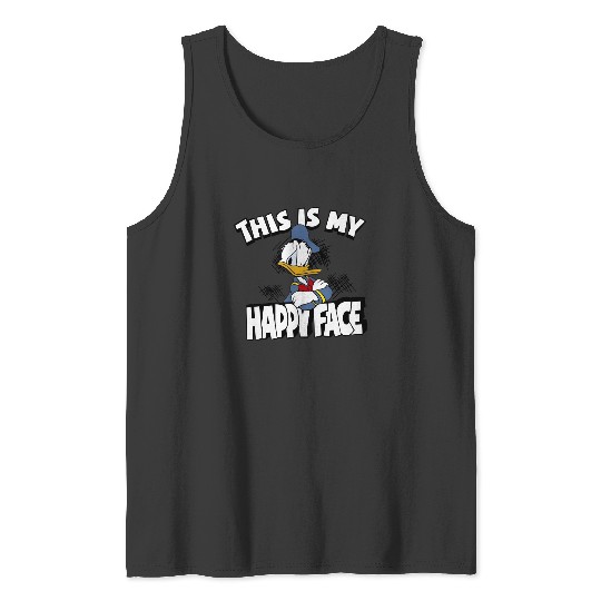 Donald Duck This Is My Happy Face Tank Tops, Retro Disneyland Donal Duck Tank Tops, Disneyland  Disney Trip Tank Tops