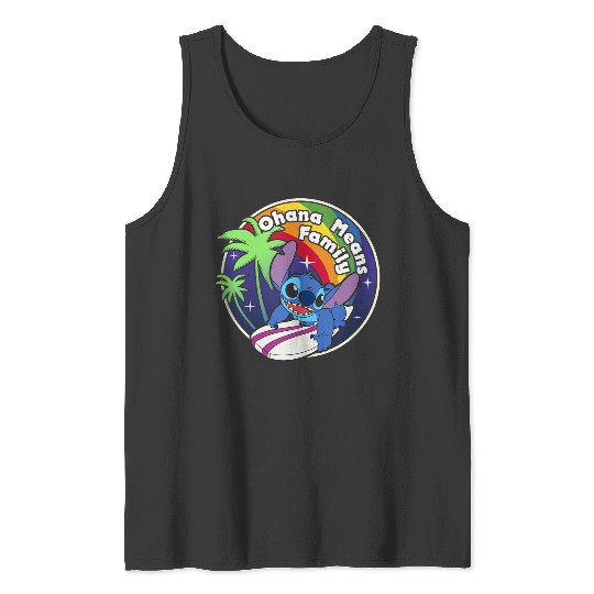 Disneyss Lilo Stitch Rainbow Surf Stitch Ohana Means Family Tank Tops