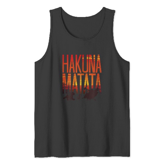 Disneyss The Lion King Hakuna Matata Sunset Group Shot Shadows Tank Tops