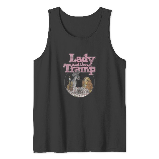 Disneyss The Lady And The Tramp Circle Portrait Logo Tank Tops
