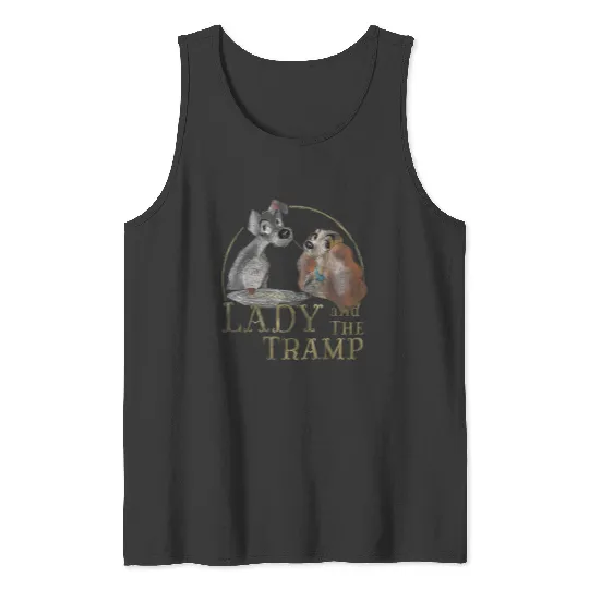 Disneyss The Lady And The Tramp Eating Spaghetti Tank Tops