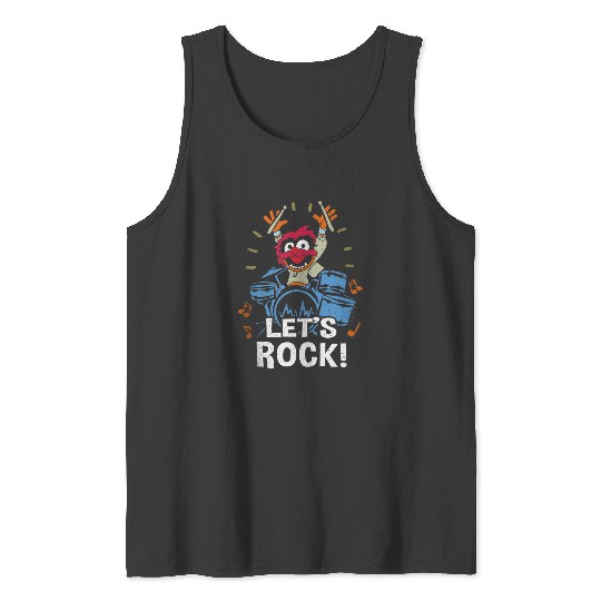 Disneyss The Muppets Animal Let's Rock Drums Distressed Logo Tank Tops
