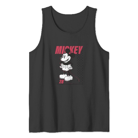 Disney Mickey And Friends Mickey Mouse Checkerboard Stripe Tank Tops
