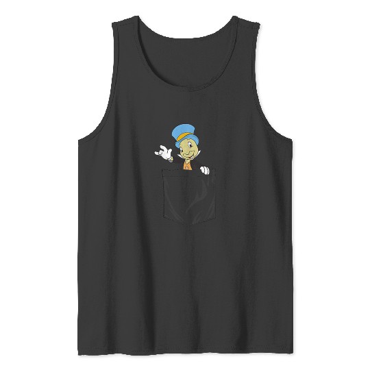 Disneyss Pinocchio Jiminy Cricket Faux Pocket Tank Tops