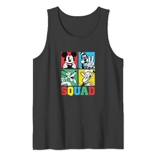 Disneyss Mickey Goofy Donald Pluto Squad Grid Tank Tops