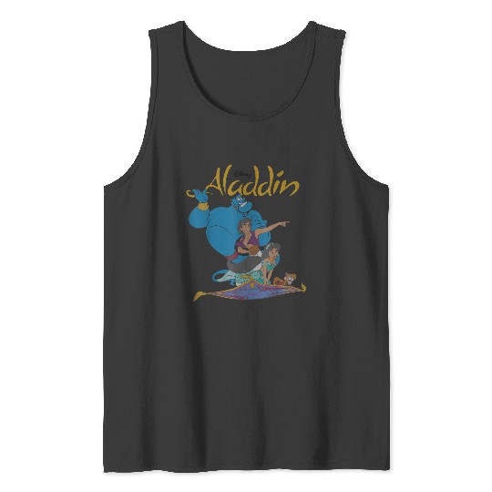 Disneyss Aladdin Vintages Group Shot Logo Tank Tops