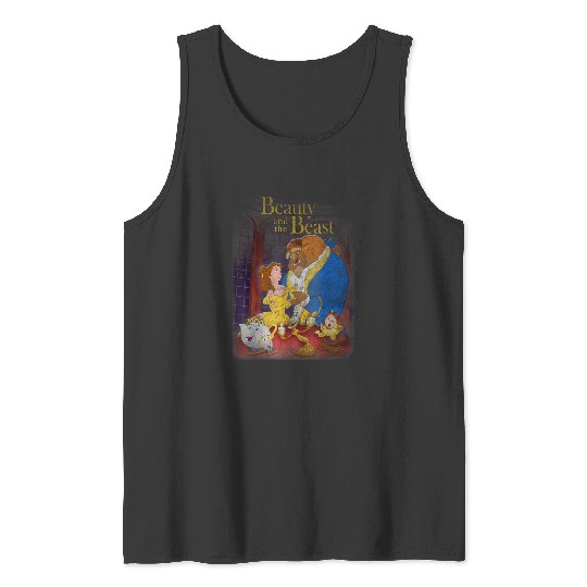 Disneyss Beauty And The Beast Distressed Vintages Group Shot Tank Tops