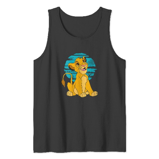 Disneyss The Lion King Young Simba Happy Blue Retro Tank Tops