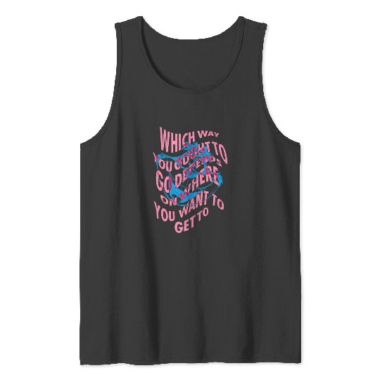Disneyss Alice In Wonderland Cheshire Cat Which Way Wave Tank Tops