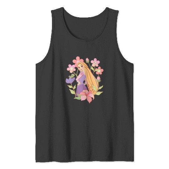 Disney Tangled Rapunzel Pascal Floral Princess Sketch Tank Tops